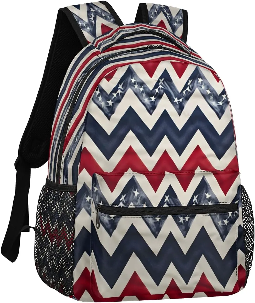 Backpack for Women Men, Memorial Day Casual Backpacks, Waterproof Lightweight Abstract Flag Daypack Bags for Travel Camping Work