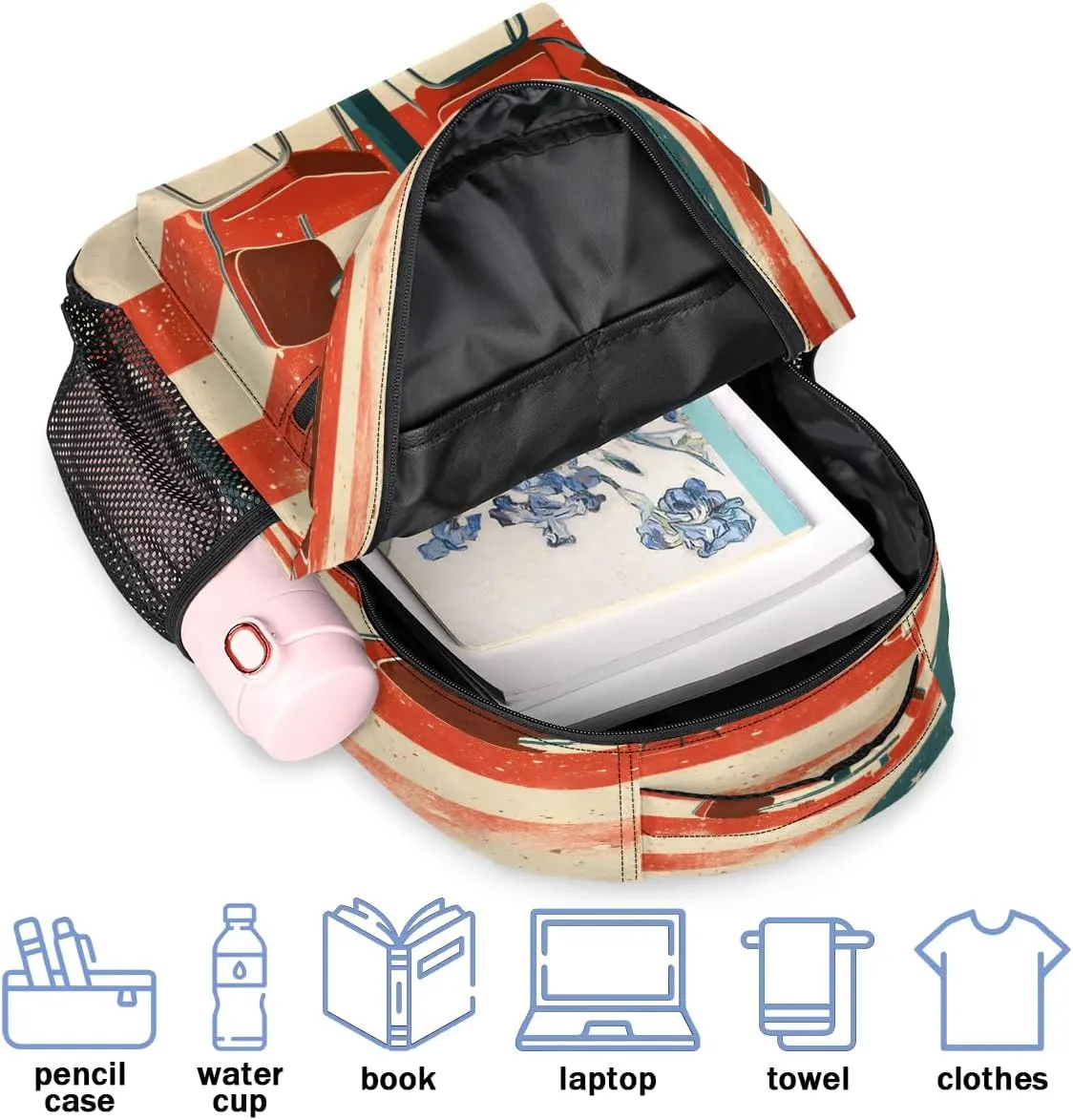 Backpack for Women Men, Waterproof 4th of July Casual Back Pack, Lightweight American Flag Coffee Shop Daypack Bag for Travel Camping Work