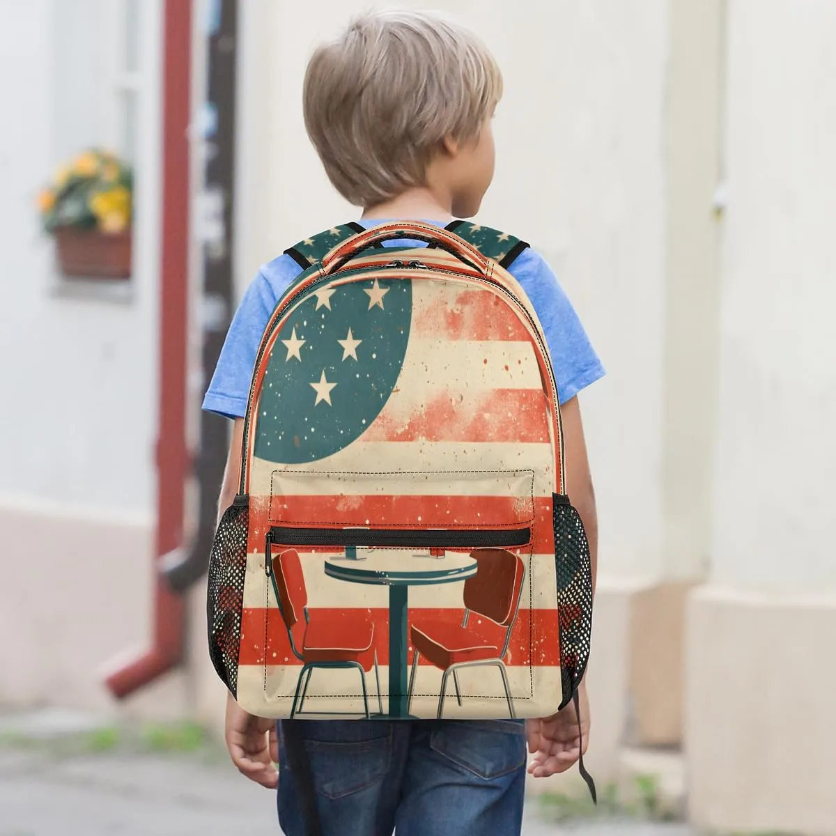 Backpack for Women Men, Waterproof 4th of July Casual Back Pack, Lightweight American Flag Coffee Shop Daypack Bag for Travel Camping Work