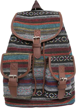 Backpack For Women,Vintage Ethnic Shoulder Handbag Boho Casual Backpack Purse,Shoulder Bag For Work,Leisure,Shopping,Travel (Blau)