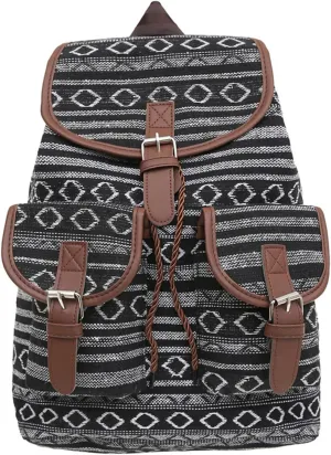Backpack For Women,Vintage Ethnic Shoulder Handbag Boho Casual Backpack Purse,Shoulder Bag For Work,Leisure,Shopping,Travel (Schwarz)