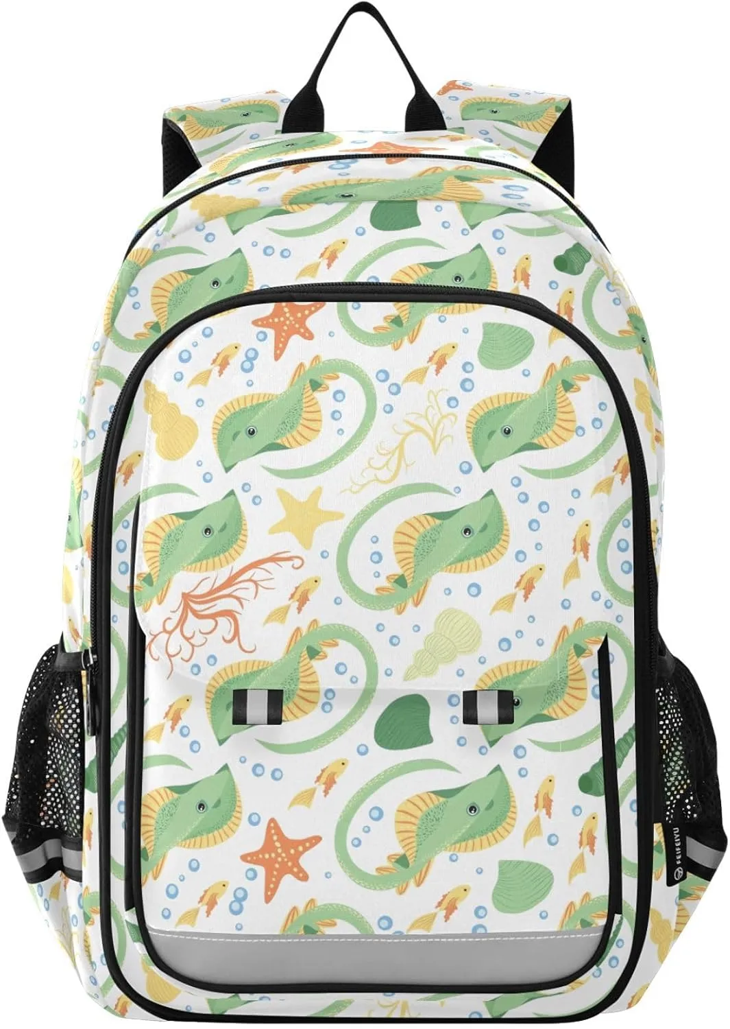 Backpack Green Stingrays Fish School Shoulder Bag Lightweight Laptop Backpack Student Casual Travel Daypack