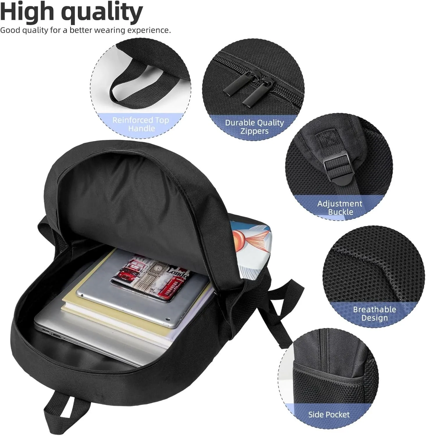 Backpack Ornamental fish Travel Casual Laptop Backpack 17 inch Waterproof Hiking Daypack for Men Women