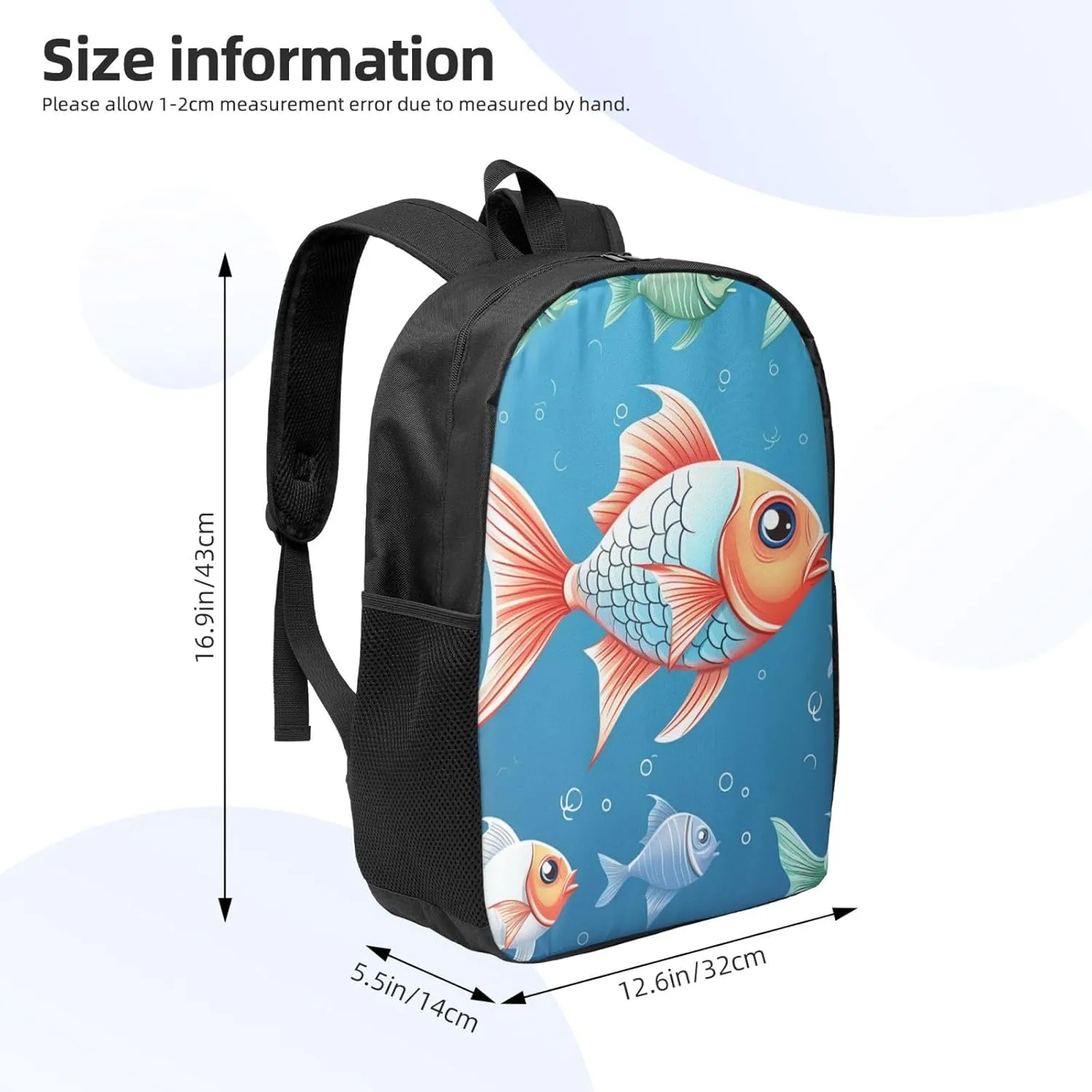 Backpack Ornamental fish Travel Casual Laptop Backpack 17 inch Waterproof Hiking Daypack for Men Women