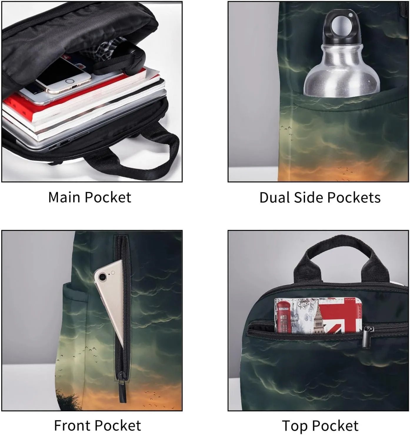 Backpack Overcast Travel Casual Laptop Backpack Adjustable Hiking Daypack for Men Women