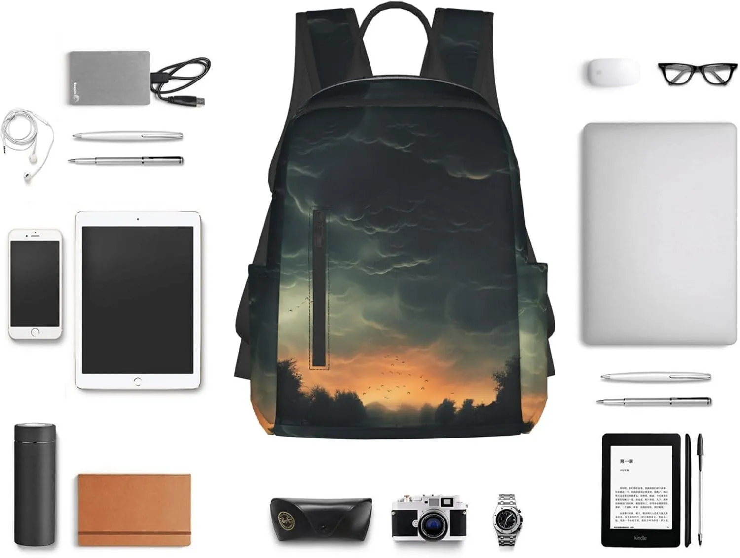 Backpack Overcast Travel Casual Laptop Backpack Adjustable Hiking Daypack for Men Women