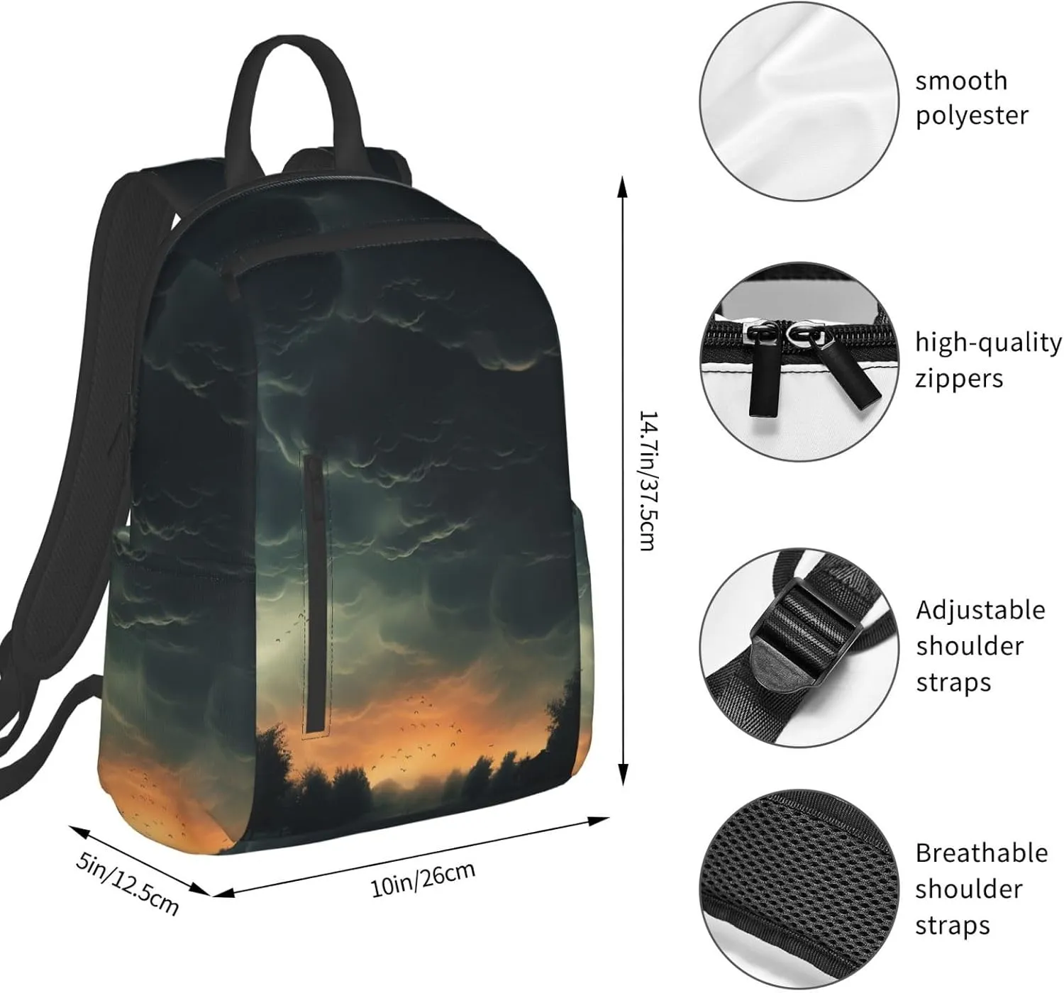 Backpack Overcast Travel Casual Laptop Backpack Adjustable Hiking Daypack for Men Women