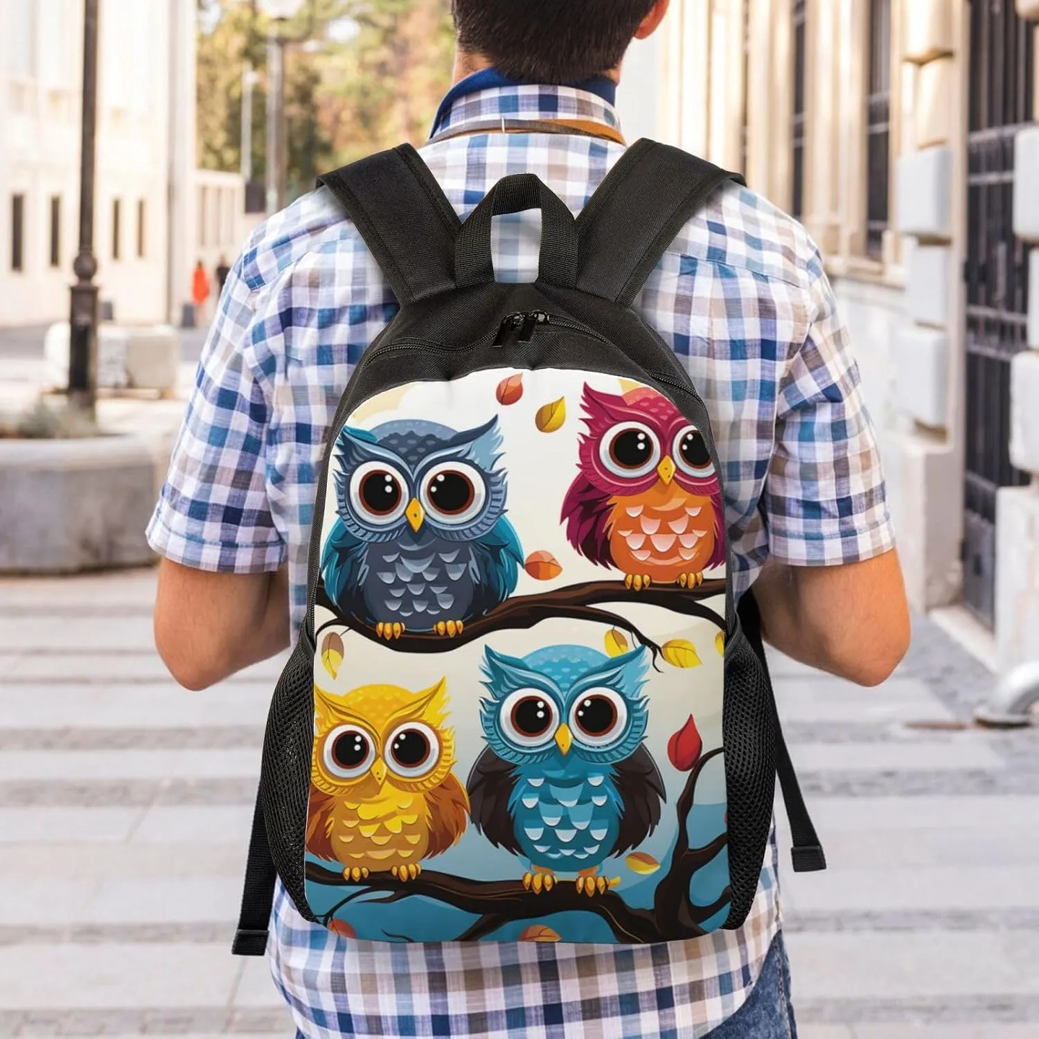 Backpack Owls On Tree Branches Travel Casual Laptop Backpack Waterproof Hiking Daypack For Men Women