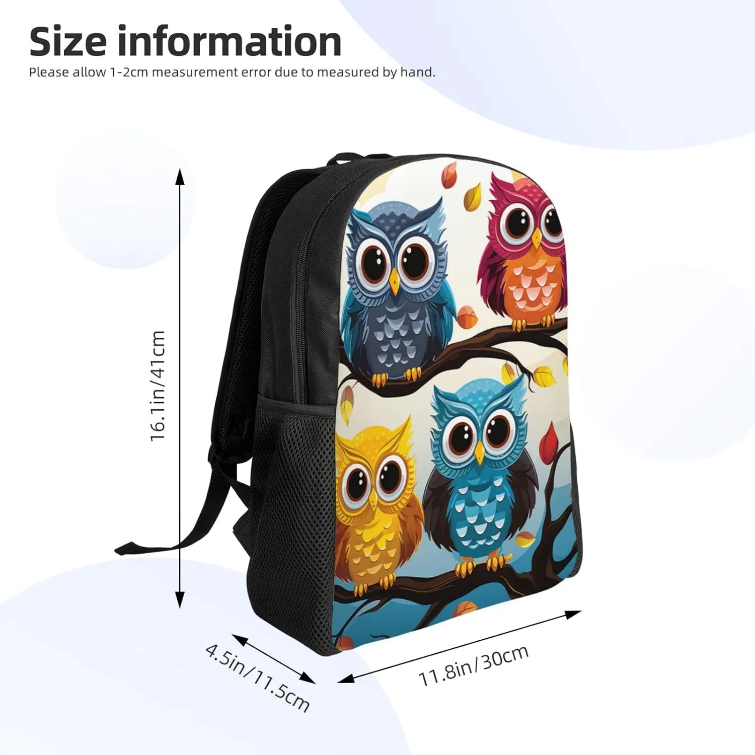 Backpack Owls On Tree Branches Travel Casual Laptop Backpack Waterproof Hiking Daypack For Men Women