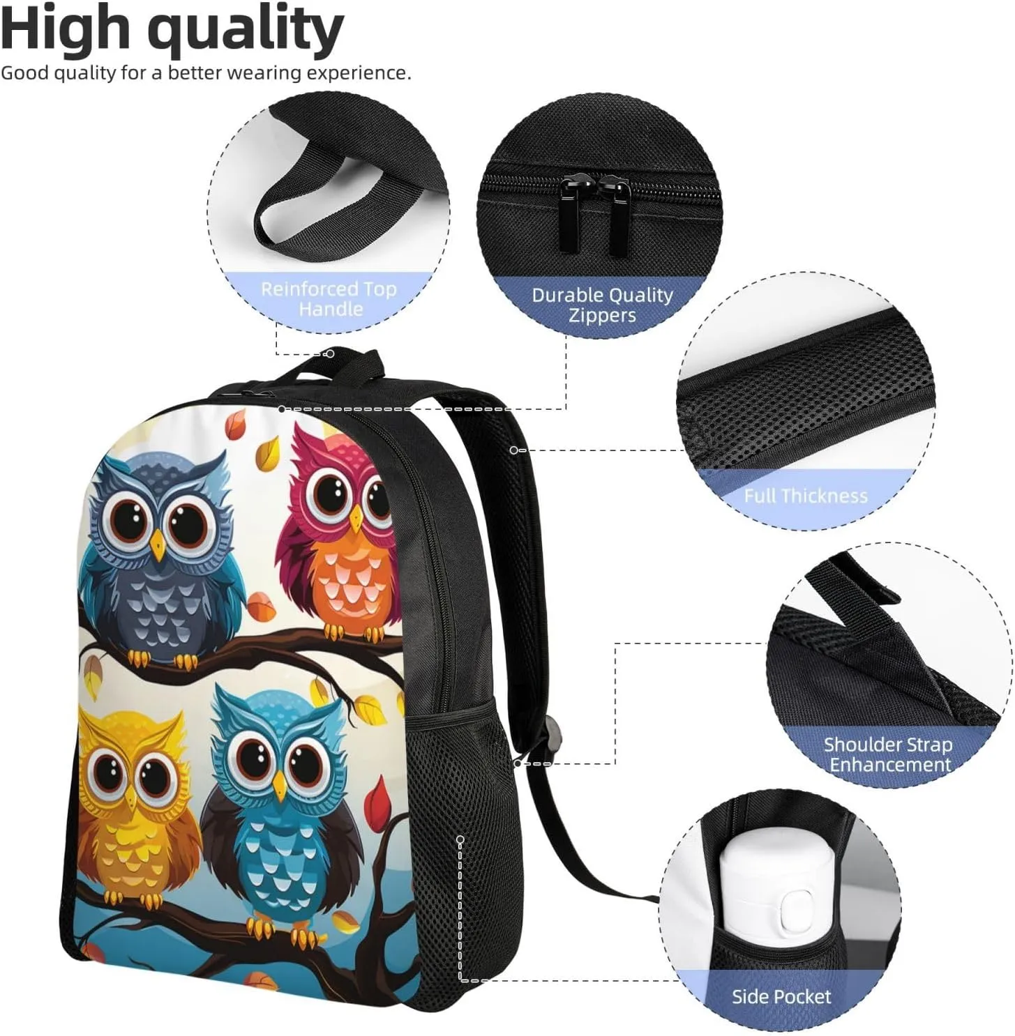 Backpack Owls On Tree Branches Travel Casual Laptop Backpack Waterproof Hiking Daypack For Men Women