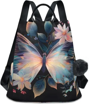 Backpack Purse for Women Fashion Travel Anti-theft Butterfly Translucent 1 Daypack Casual Shoulder Bag Medium Size