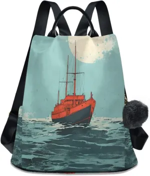 Backpack Purse for Women Fashion Travel Anti-theft Steamship Daypack Casual Shoulder Bag Medium Size