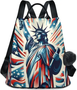 Backpack Purse for Women Fashion Travel Anti-theft The Statue Of Liberty Daypack Casual Shoulder Bag Medium Size