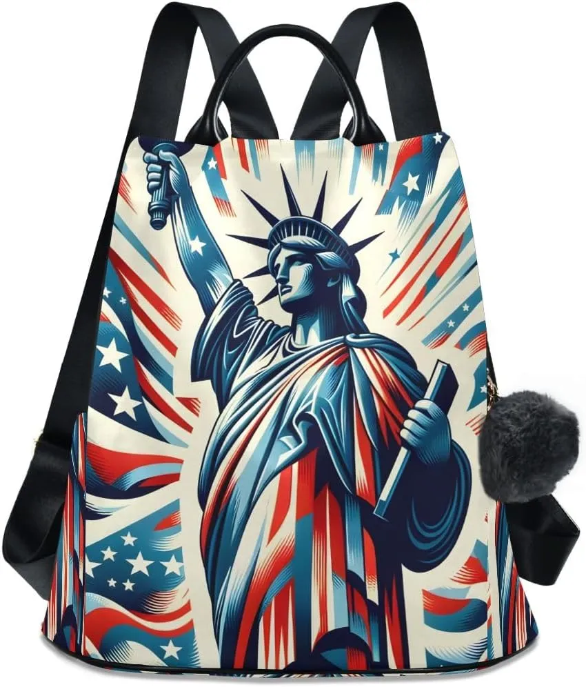 Backpack Purse for Women Fashion Travel Anti-theft The Statue Of Liberty Daypack Casual Shoulder Bag Medium Size