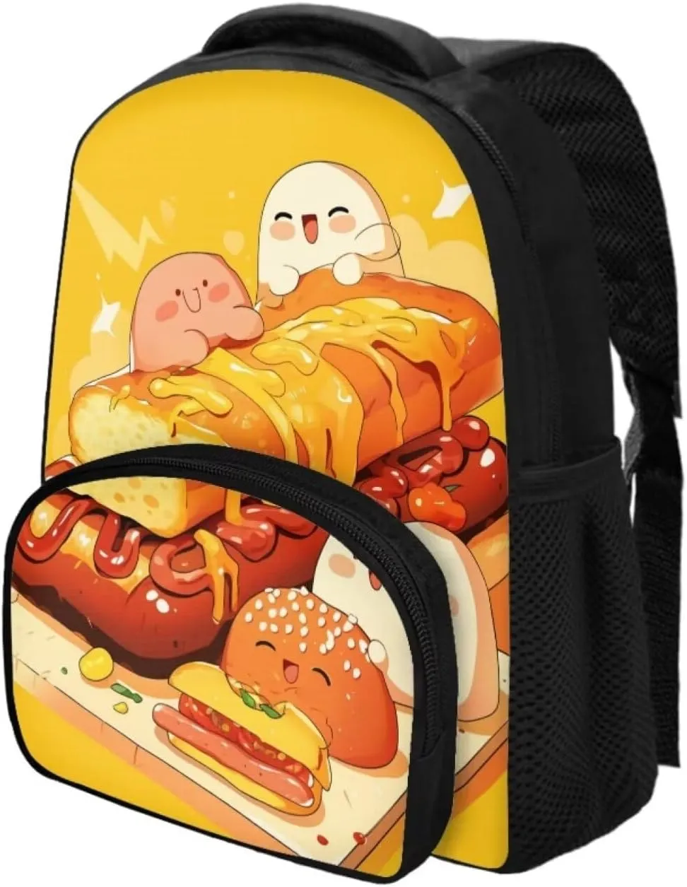 Backpack Student School Bag Bookbag 12 inch Laptop Backpacks Travel Daypack Shoulder Bag,Cute Cartoon Bread Burger, CZA61