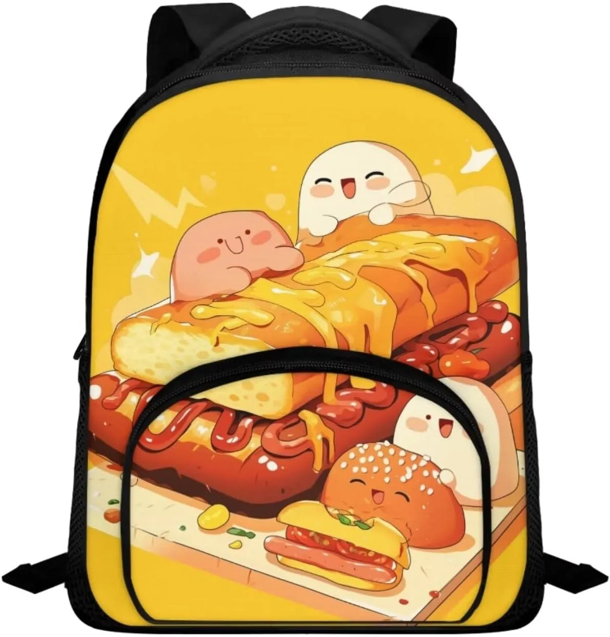 Backpack Student School Bag Bookbag 12 inch Laptop Backpacks Travel Daypack Shoulder Bag,Cute Cartoon Bread Burger, CZA61