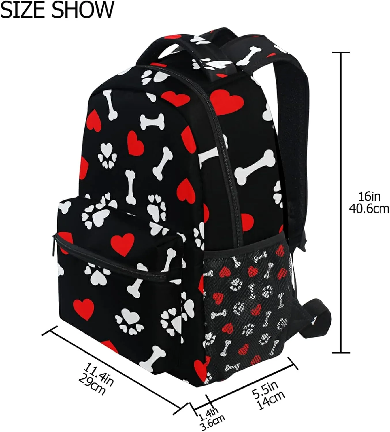 Backpack Travel Dog Paw Print Bone School Bookbags Shoulder Laptop Daypack College Bag for Womens Mens Boys Girls