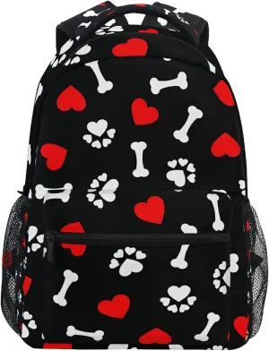 Backpack Travel Dog Paw Print Bone School Bookbags Shoulder Laptop Daypack College Bag for Womens Mens Boys Girls