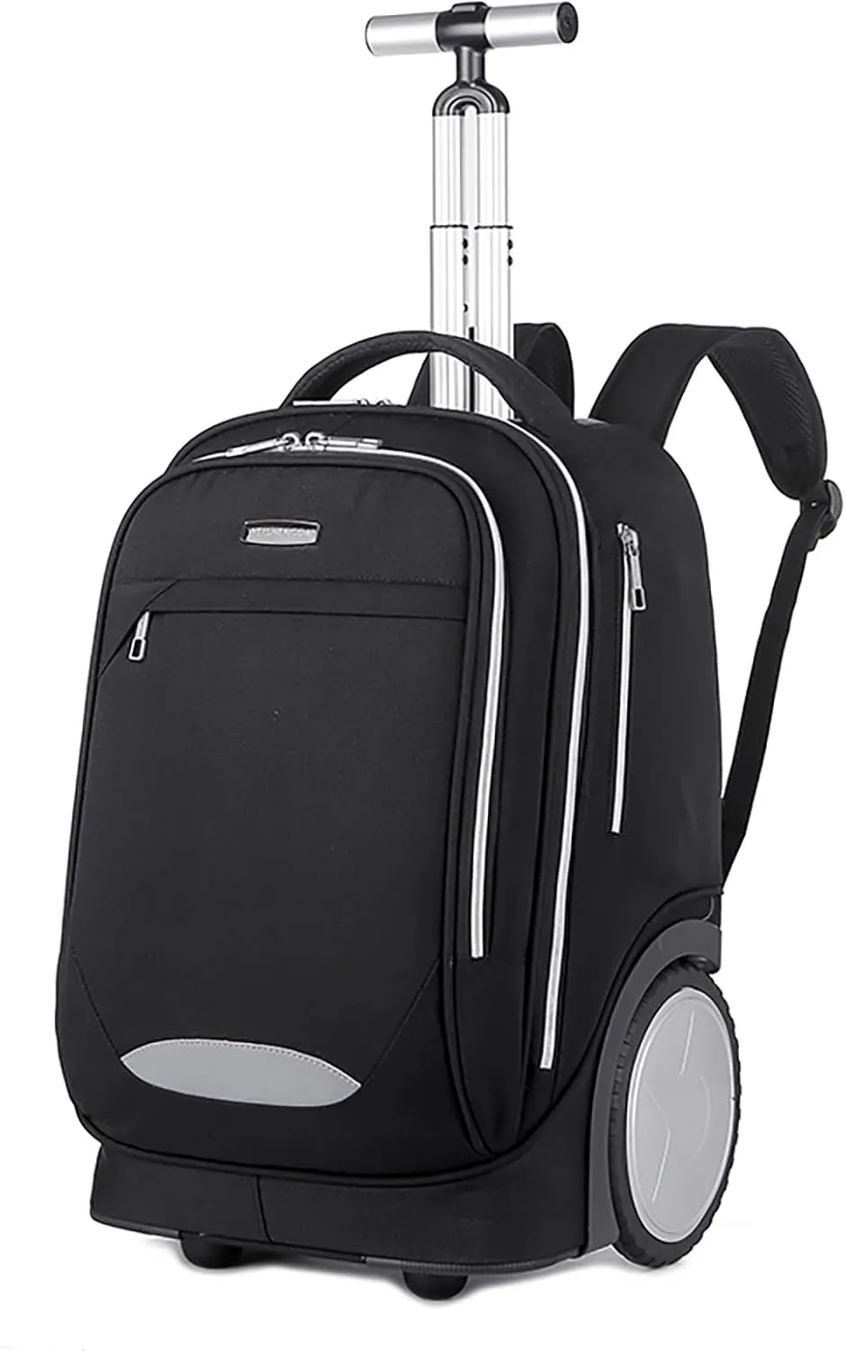 Backpack with Wheel,Rolling Backpack with Double Reinforce Telescoping Handle and Laptop Compartment,Travel Backpack with 7 Inch Large Wheels Easy Going Up and Down Staircase for Business Travel Black