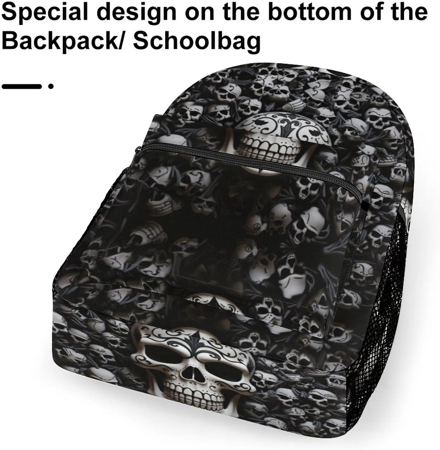 Backpacks Black And White Skulls Travel Bag Laptop Backpack Casual Daypack for Weekender Business Hiking