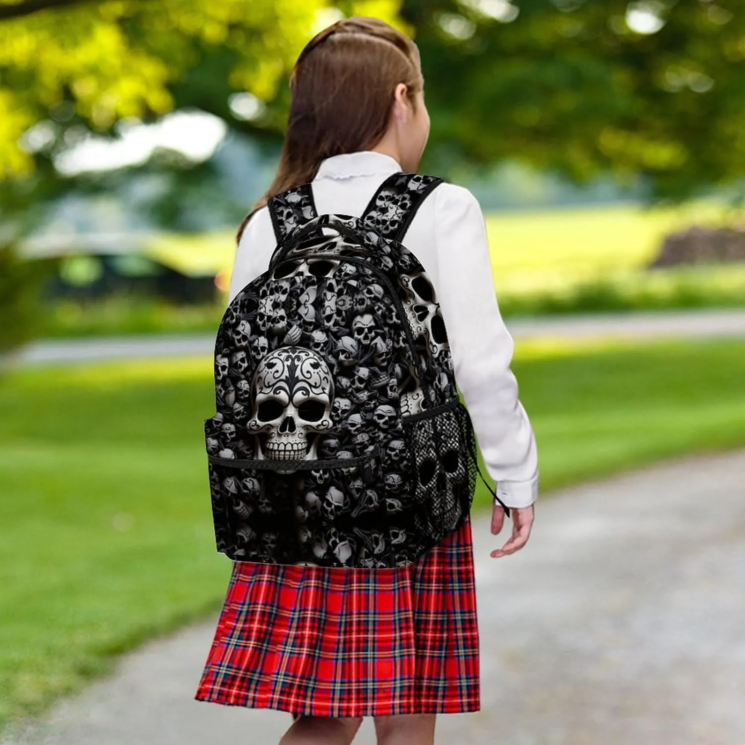 Backpacks Black And White Skulls Travel Bag Laptop Backpack Casual Daypack for Weekender Business Hiking