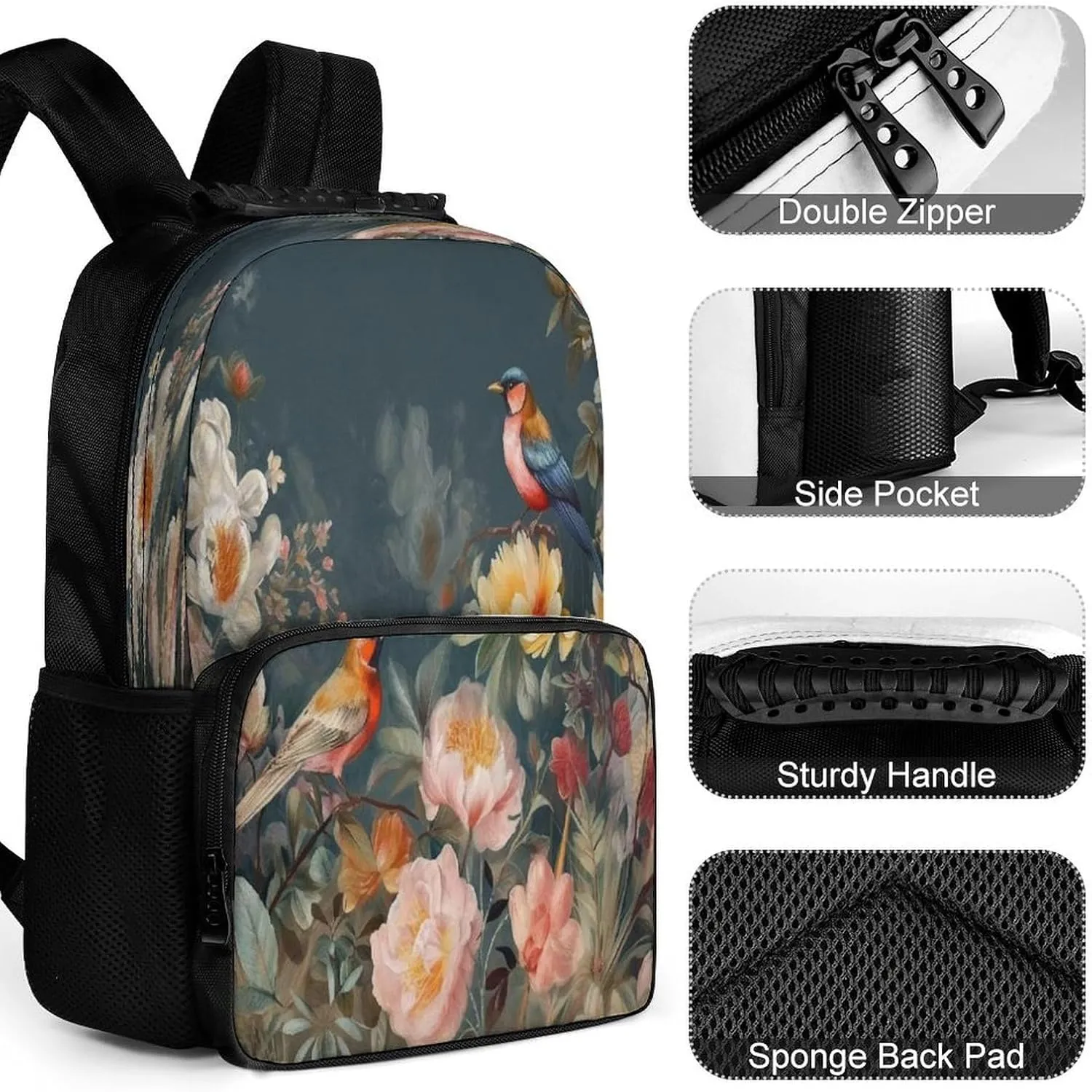 Backpacks Flowers Birds Travel Bag Business Work Laptop Backpack