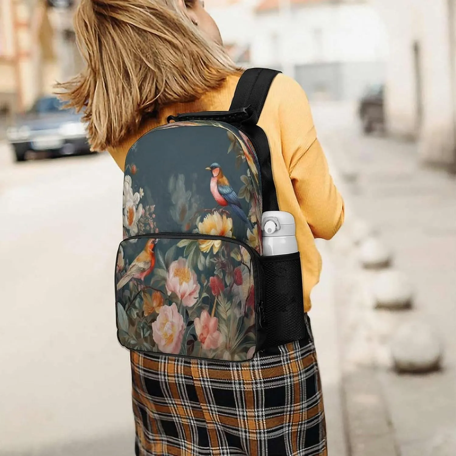 Backpacks Flowers Birds Travel Bag Business Work Laptop Backpack