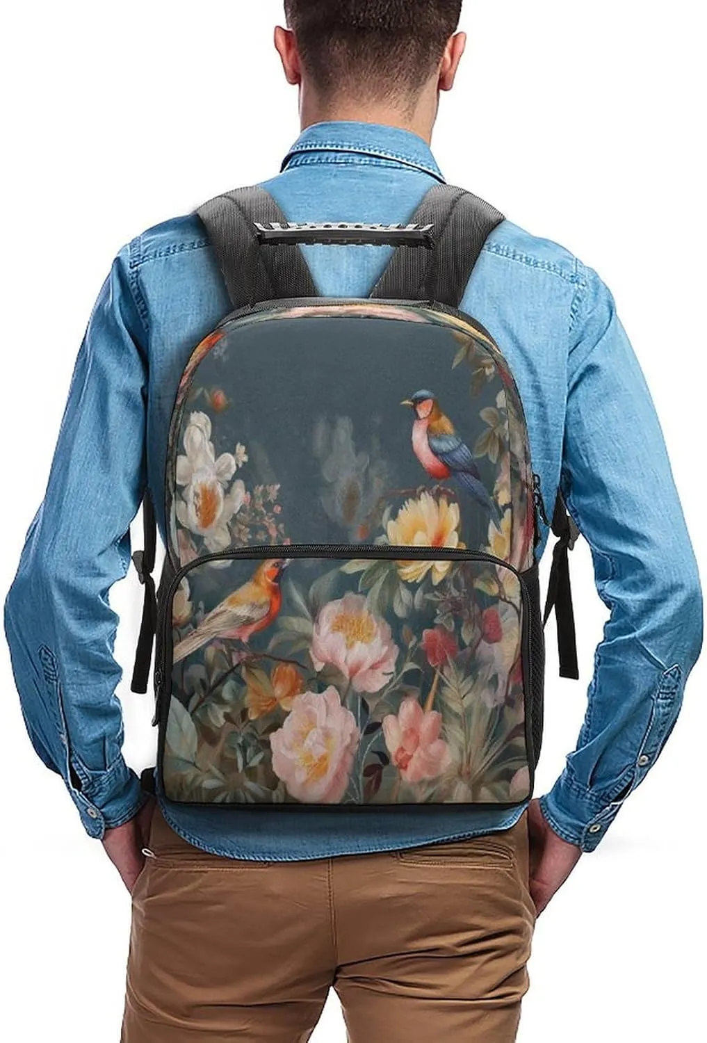 Backpacks Flowers Birds Travel Bag Business Work Laptop Backpack