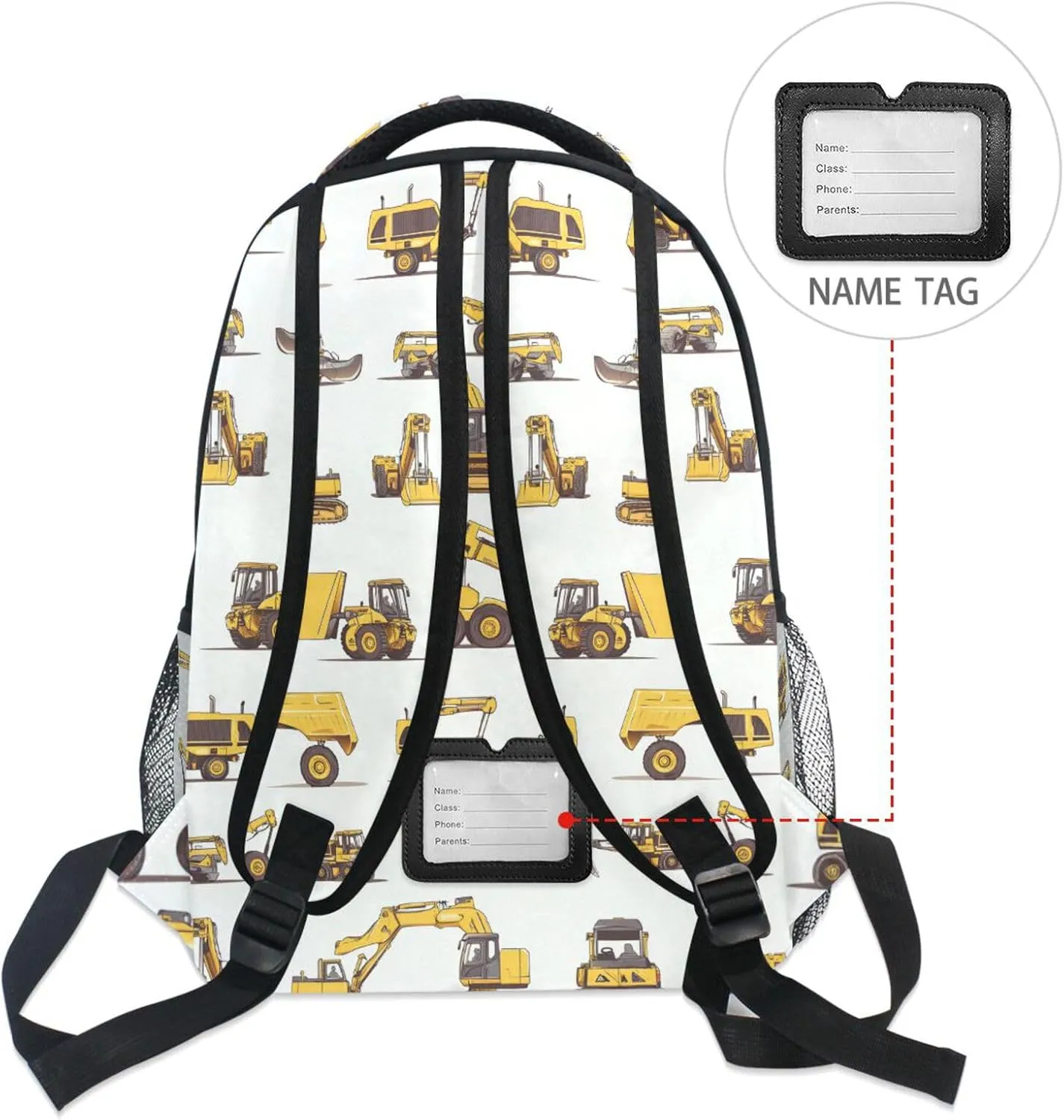 Backpacks for Men and Women Fashion Backpack with Chest Strap for College Work Construction Vehicles