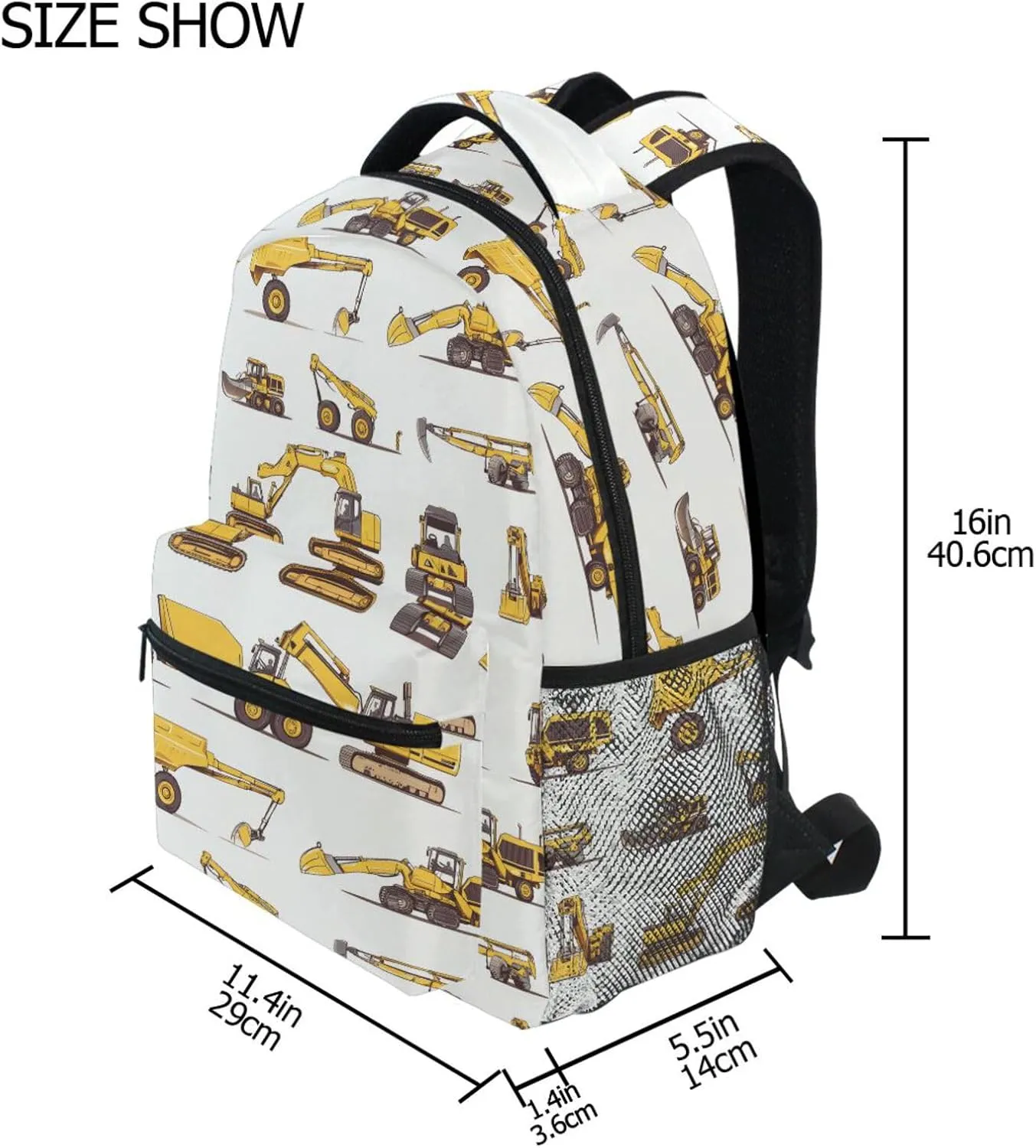 Backpacks for Men and Women Fashion Backpack with Chest Strap for College Work Construction Vehicles