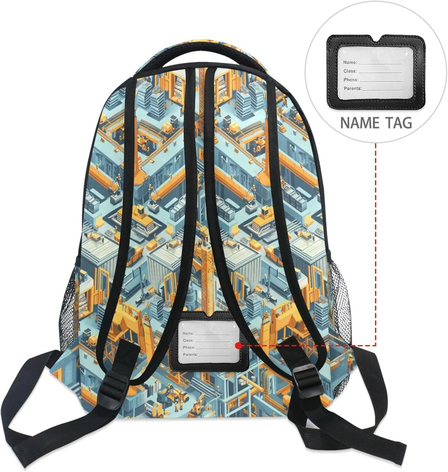 Backpacks for Men Women Fashion Stylish Travel Bags with Chest Strap for Travel Trip Plant Building Bulldozer Tower Crane