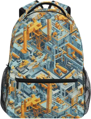 Backpacks for Men Women Fashion Stylish Travel Bags with Chest Strap for Travel Trip Plant Building Bulldozer Tower Crane