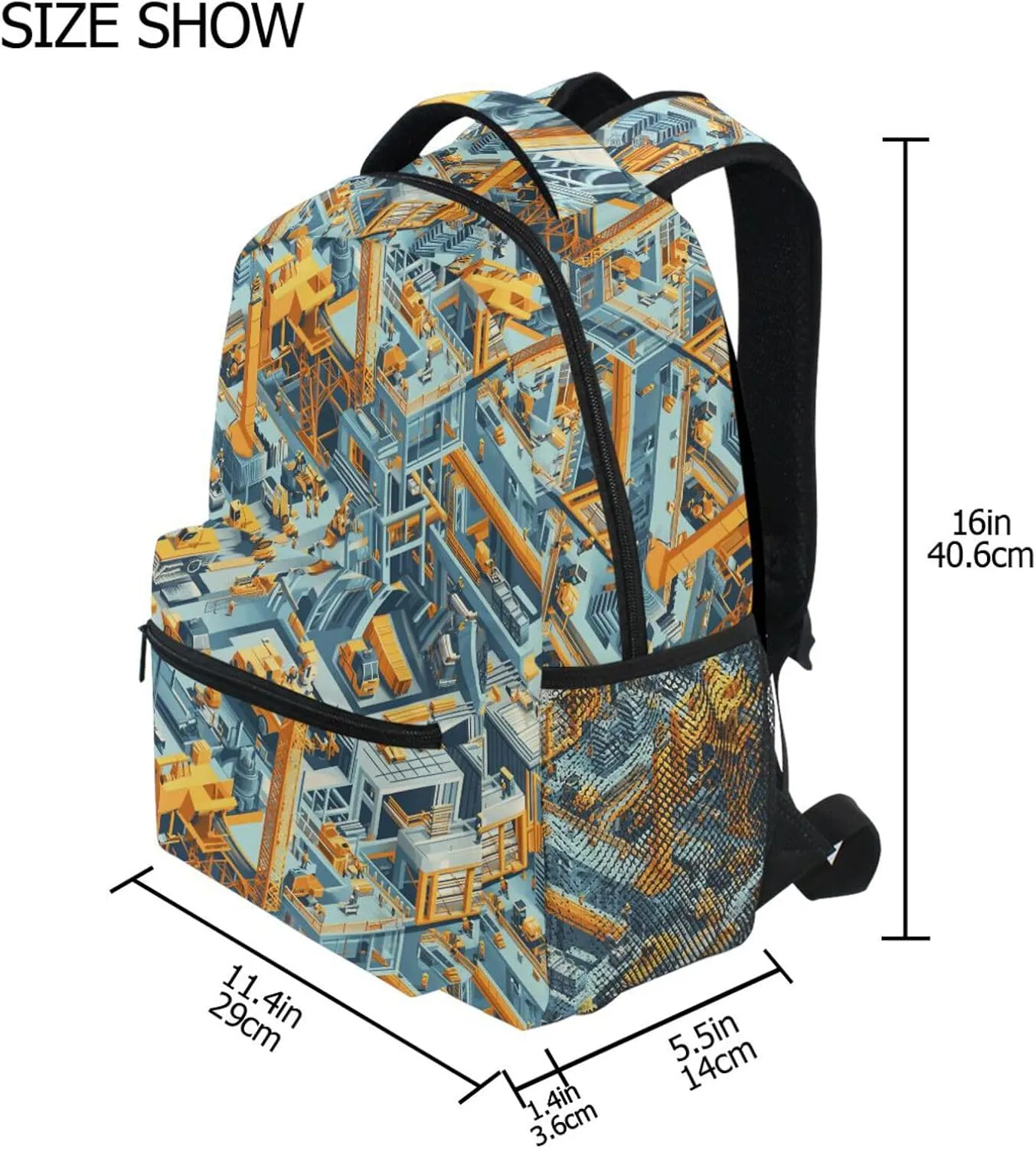 Backpacks for Men Women Fashion Stylish Travel Bags with Chest Strap for Travel Trip Plant Building Bulldozer Tower Crane