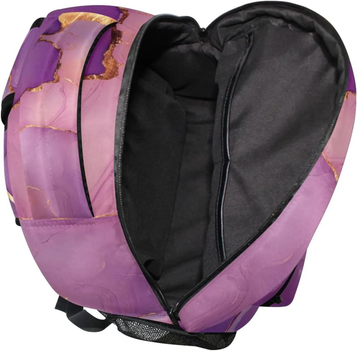 Backpacks for Teacher Nurse Waterproof Stylish Travel Bags with Chest Strap for Business Work College Travel Trip Marble Rose Gold Purple