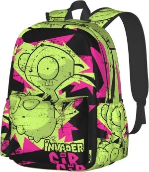 Backpacks Invader Anime Zim Adjustable Laptop Backpack Double Shoulder Bag for Women Men Climbing Shopping Work