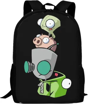 Backpacks Invader Anime Zim Adjustable Laptop Backpack Double Shoulder Bag for Women Men Climbing Shopping Work