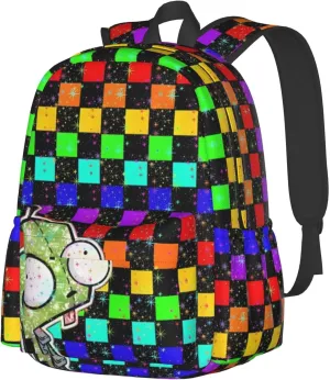 Backpacks Invader Anime Zim Adjustable Laptop Backpack Double Shoulder Bag for Women Men Climbing Shopping Work