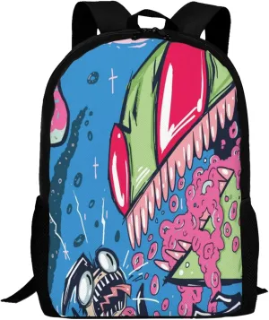 Backpacks Invader Anime Zim Adjustable Laptop Backpack Double Shoulder Bag for Women Men Climbing Shopping Work