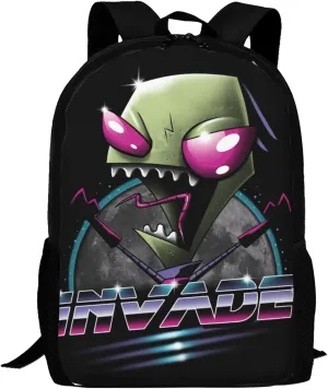 Backpacks Invader Anime Zim Adjustable Laptop Backpack Double Shoulder Bag for Women Men Climbing Shopping Work
