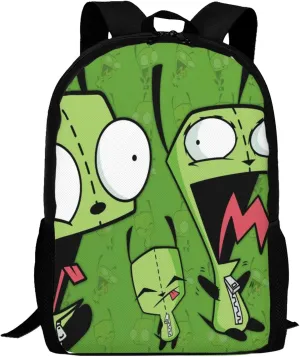 Backpacks Invader Anime Zim Adjustable Laptop Backpack Double Shoulder Bag for Women Men Climbing Shopping Work
