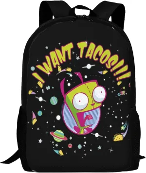 Backpacks Invader Anime Zim Adjustable Laptop Backpack Double Shoulder Bag for Women Men Climbing Shopping Work