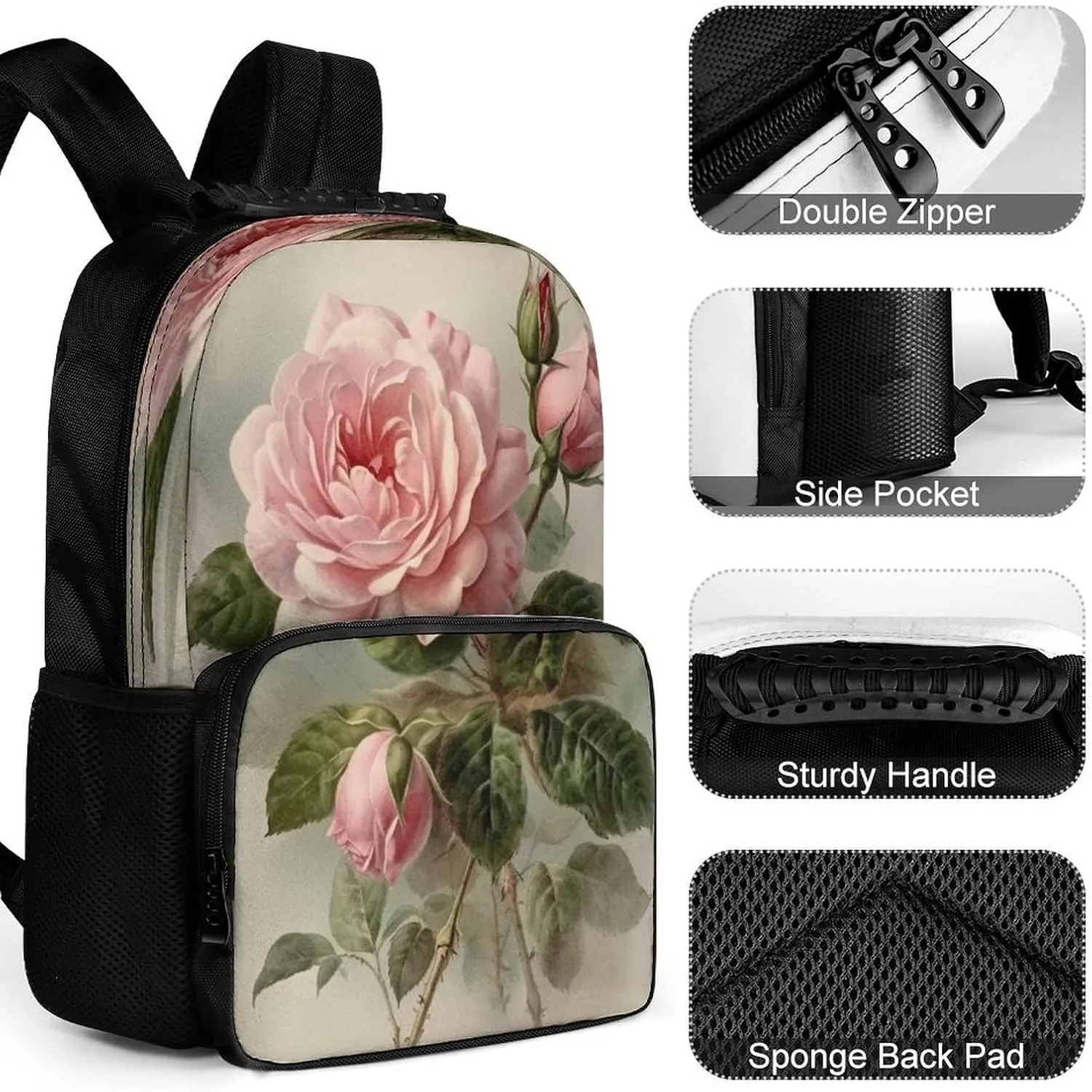 Backpacks Vintage Rose Travel Bag Business Work Laptop Backpack