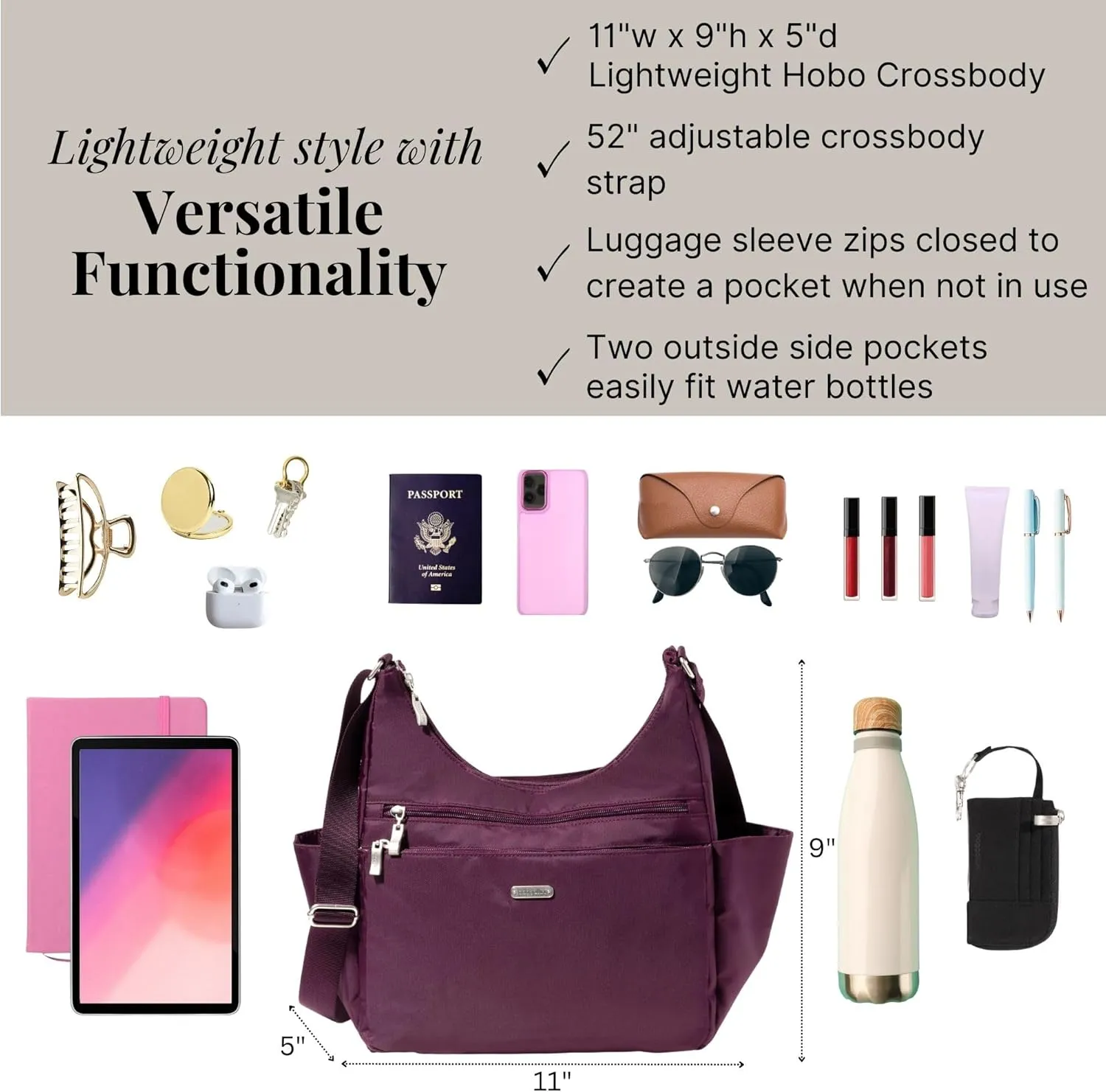 Baggallini Essential Hobo Crossbody