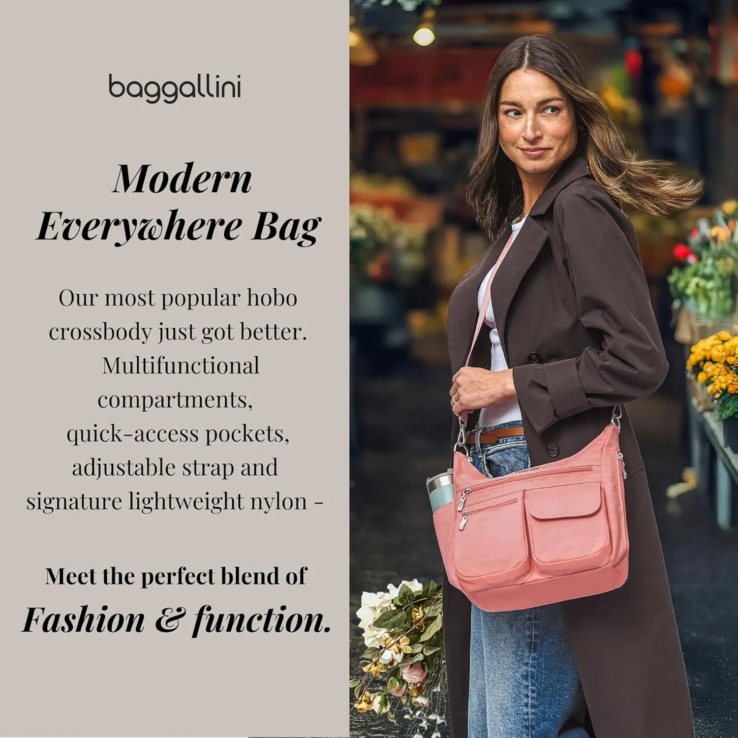 Baggallini Modern Everywhere Crossbody Women 11x9x4.5 RFID Hobo Bag