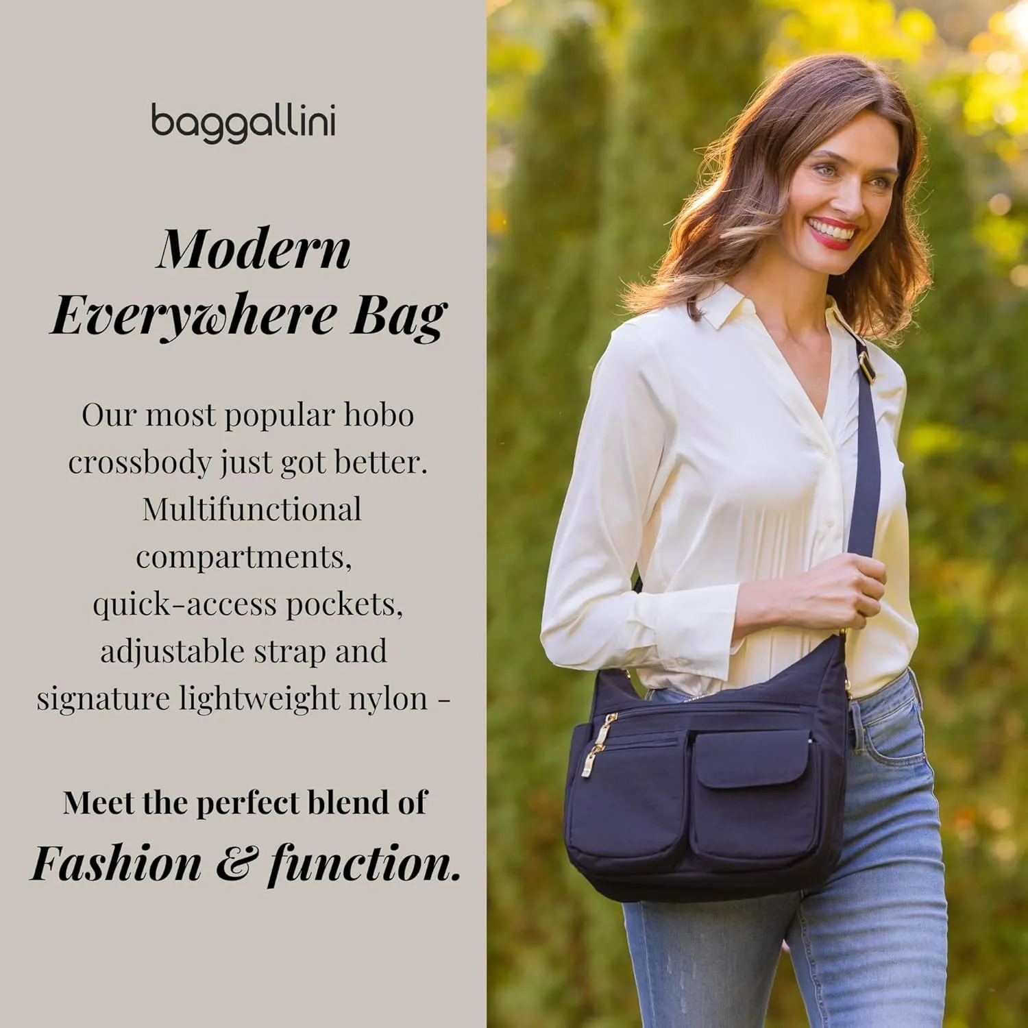 Baggallini Modern Everywhere Crossbody Women 11x9x4.5 RFID Hobo Bag