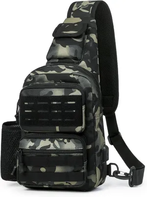 BAIGIO Tactical EDC Sling Bag Military One Strap Shoulder Backpack Molle Range Bags Chest Pack (#01-CP Black)