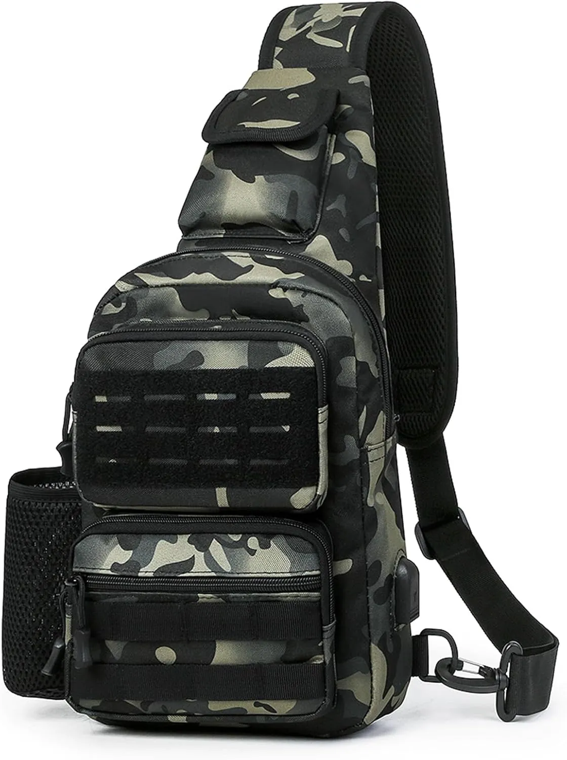 BAIGIO Tactical EDC Sling Bag Military One Strap Shoulder Backpack Molle Range Bags Chest Pack (#01-CP Black)
