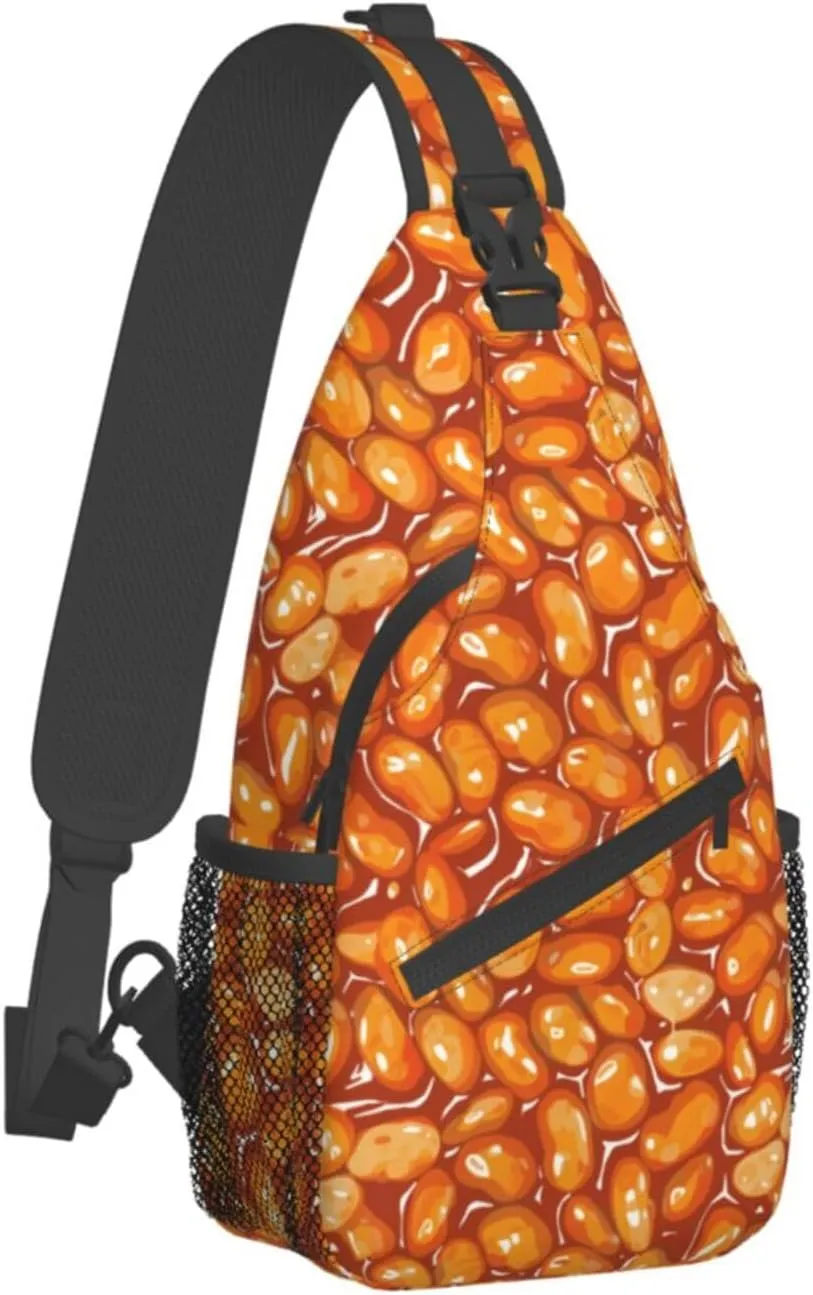 Baked Beans Sling Backpack Chest Bag Crossbody Shoulder Bag Gym Cycling Travel Hiking Daypack For Men Women