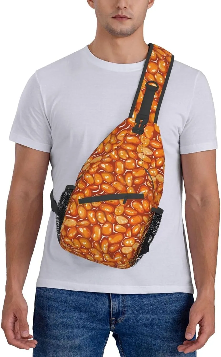 Baked Beans Sling Backpack Chest Bag Crossbody Shoulder Bag Gym Cycling Travel Hiking Daypack For Men Women