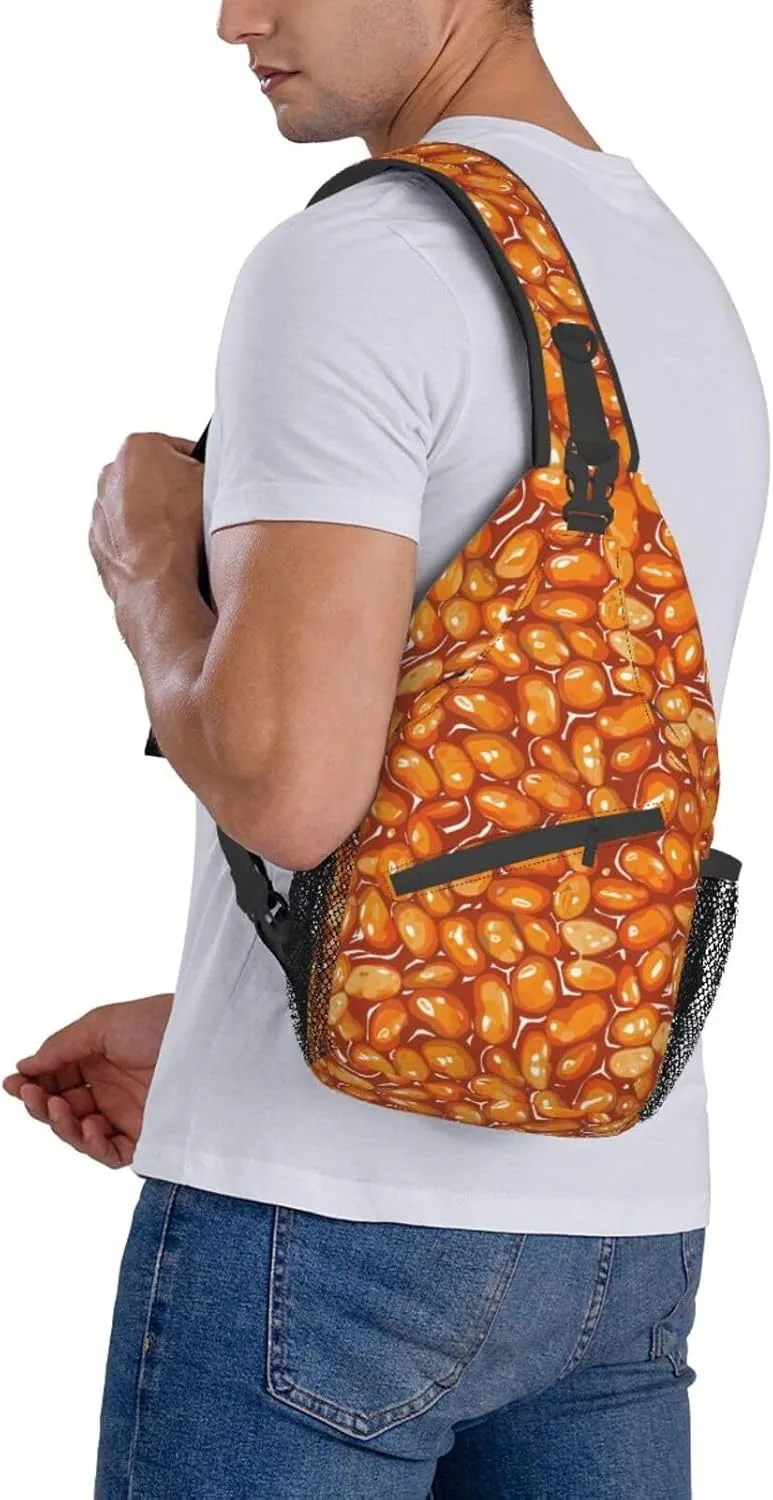 Baked Beans Sling Backpack Chest Bag Crossbody Shoulder Bag Gym Cycling Travel Hiking Daypack For Men Women